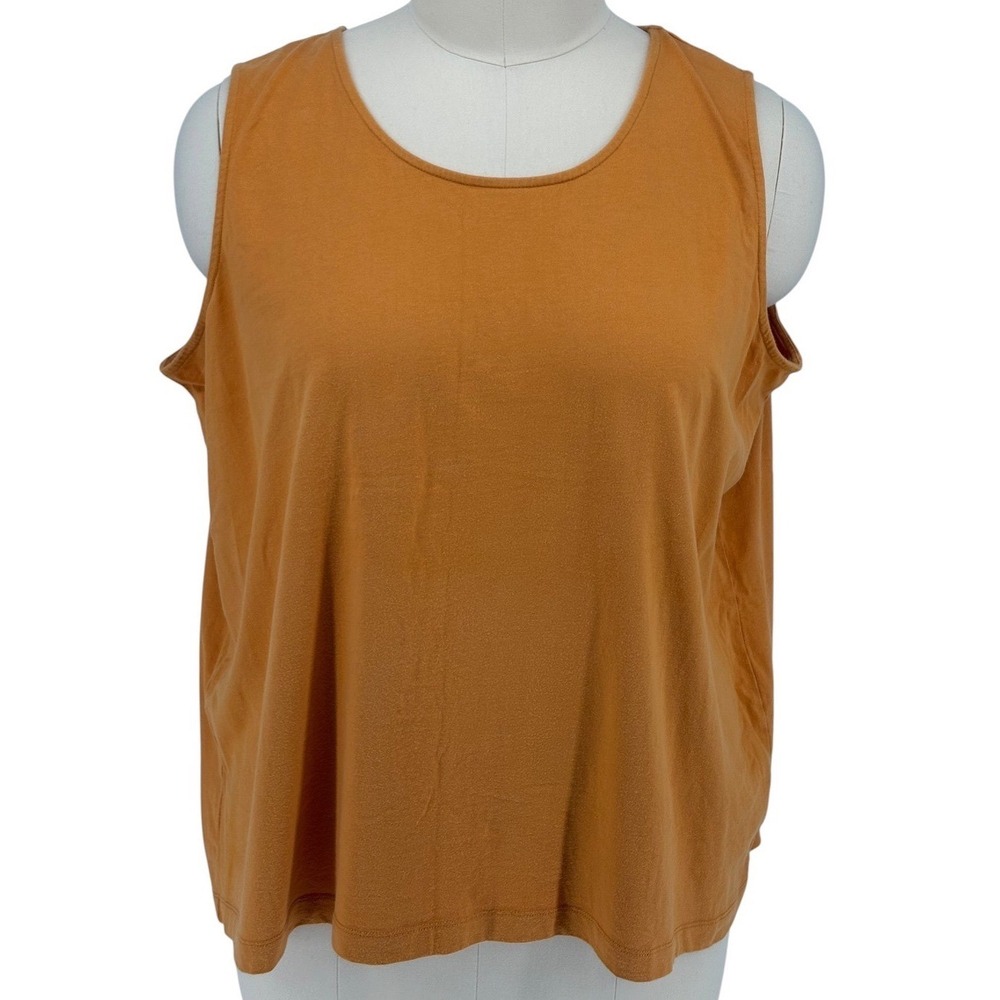 Liz & Me Tank Top Mustard Yellow 100% Cotton Scoop Neck Plus Size 3X
